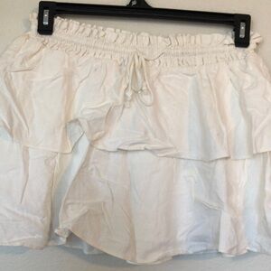White Tiered Ruffle Mini Skirt